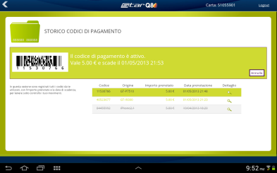 star Q8 app Kuwait Petroleum Italia mobile app - storici codici pagamento